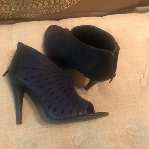 MICHAEL ANTONIO - Peep Toe Booties - Midnight Blue $ Black